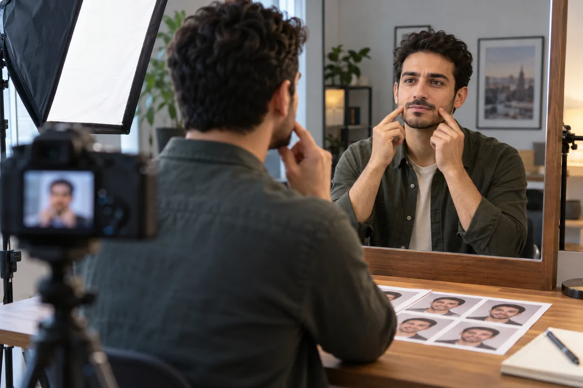 تمرین بیان چهره و زوایای صورت مقابل دوربین